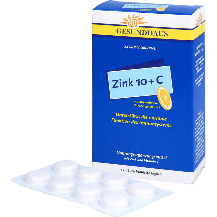 GESUNDHAUS Zink 10 + C Lutschtabletten, 24 pc Tablettes