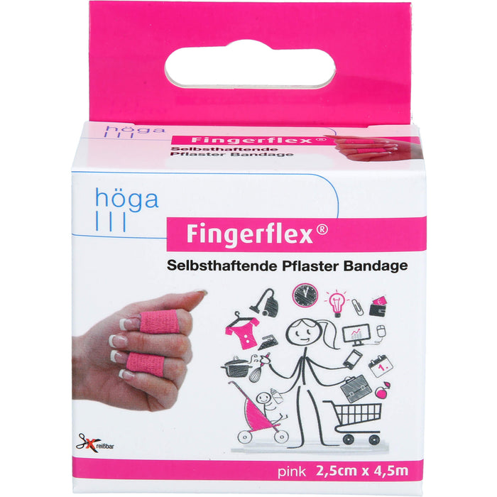 HÖGA-PHARM Fingerflex 2,5 cm x 4,5 m pinke selbsthaftende Pflaster, 1 pcs. Patch