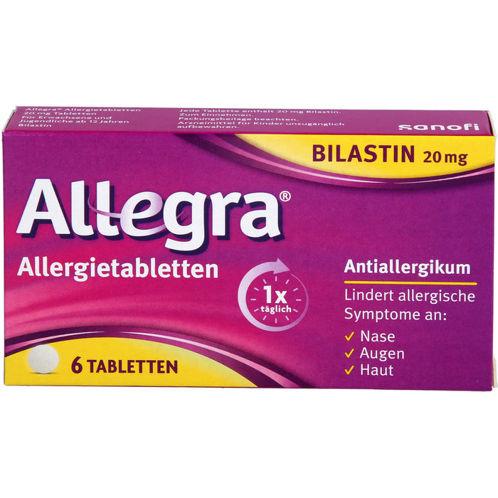 Allegra 20 mg Allergietabletten lindert allergische Symptome, 6 St. Tabletten