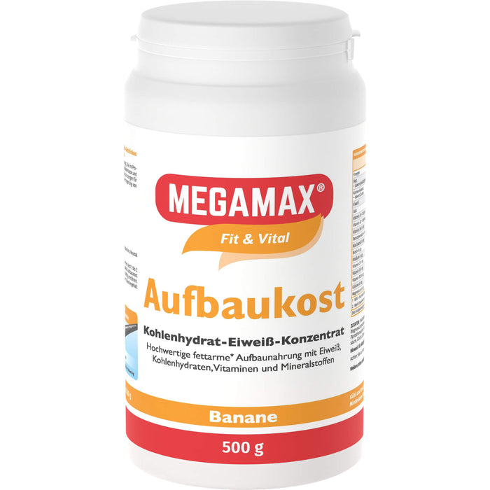 MEGAMAX Fit & Vital Aufbaukost Kohlenhydrat-Eiweiß-Konzentrat Bananen-Geschmack, 500 g Powder