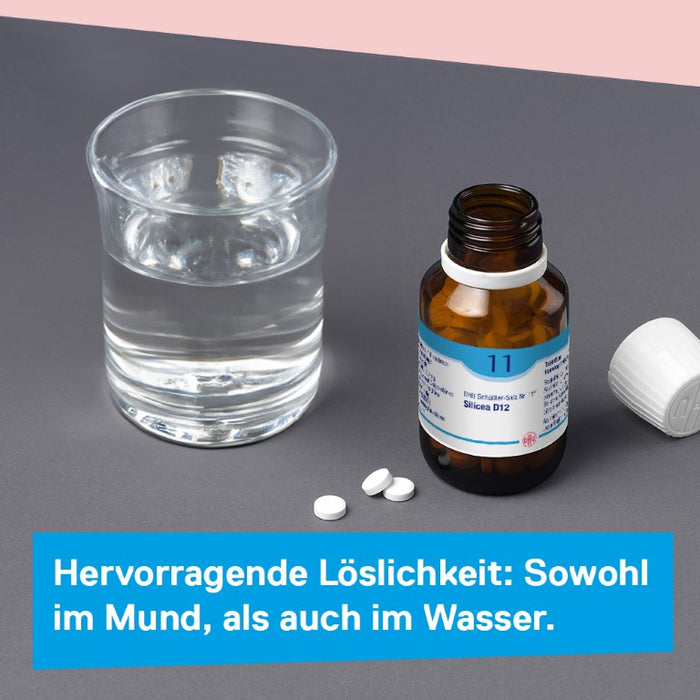 DHU Schüßler-Salz Nr. 11 Silicea D12 – Das Mineralsalz der Haare, der Haut und des Bindegewebes – das Original – umweltfreundlich im Arzneiglas, 420 St. Tabletten