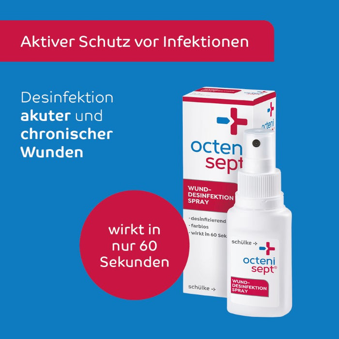 octenisept Wund-Desinfektion Spray - schmerzfreies Antiseptikum zur Behandlung von akuten und chronischen Wunden, schützt vor Wundinfektionen, 50 ml Lösung