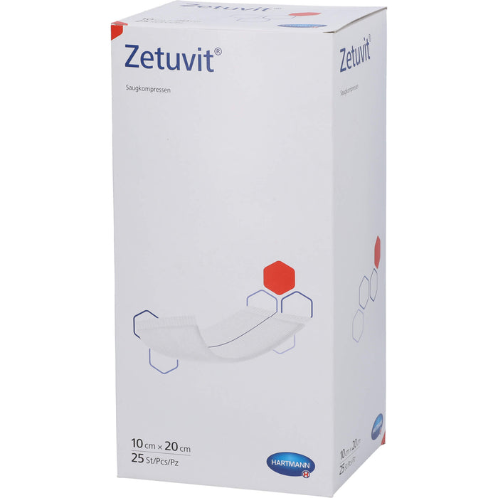 ZETUVIT Saugkompresse steril 10x20cm CPC, 25 St KOM