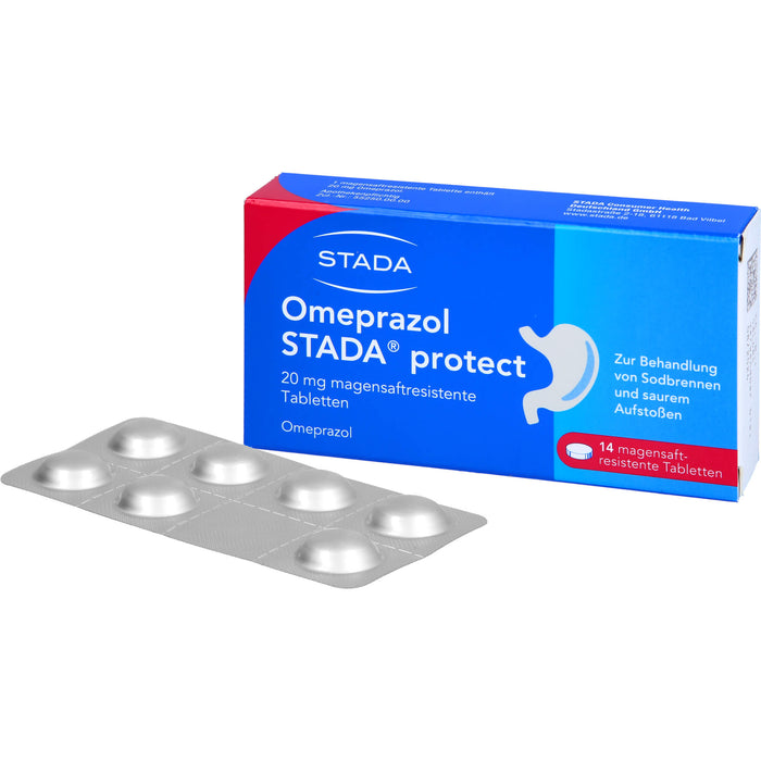 Omeprazol STADA protect 20 mg Tabletten bei Sodbrennen, 14 pcs. Tablets