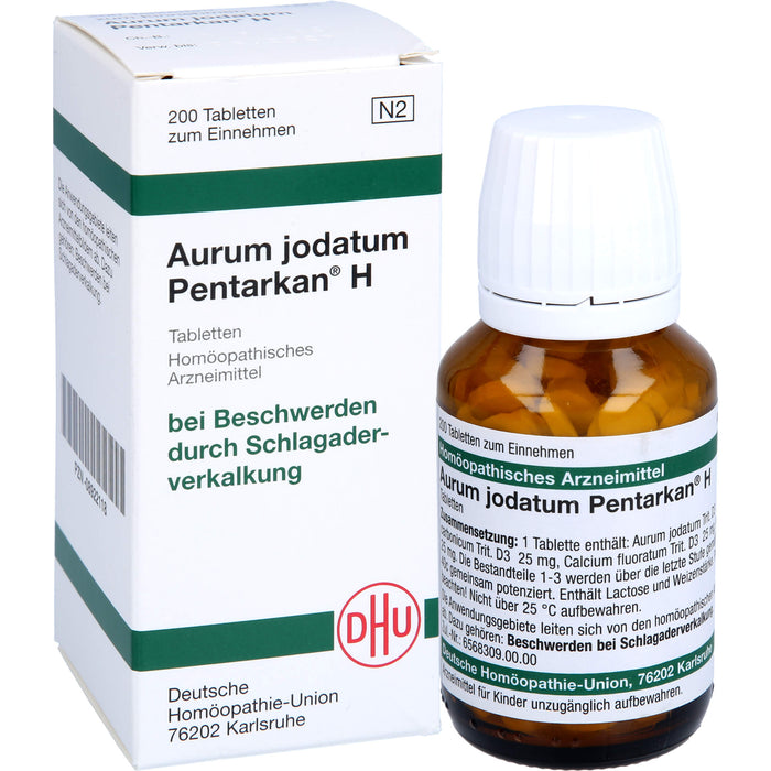 DHU Aurum jodatum Pentarkan H Tabletten bei Beschwerden durch Schlagaderverkalkung, 200 pc Tablettes