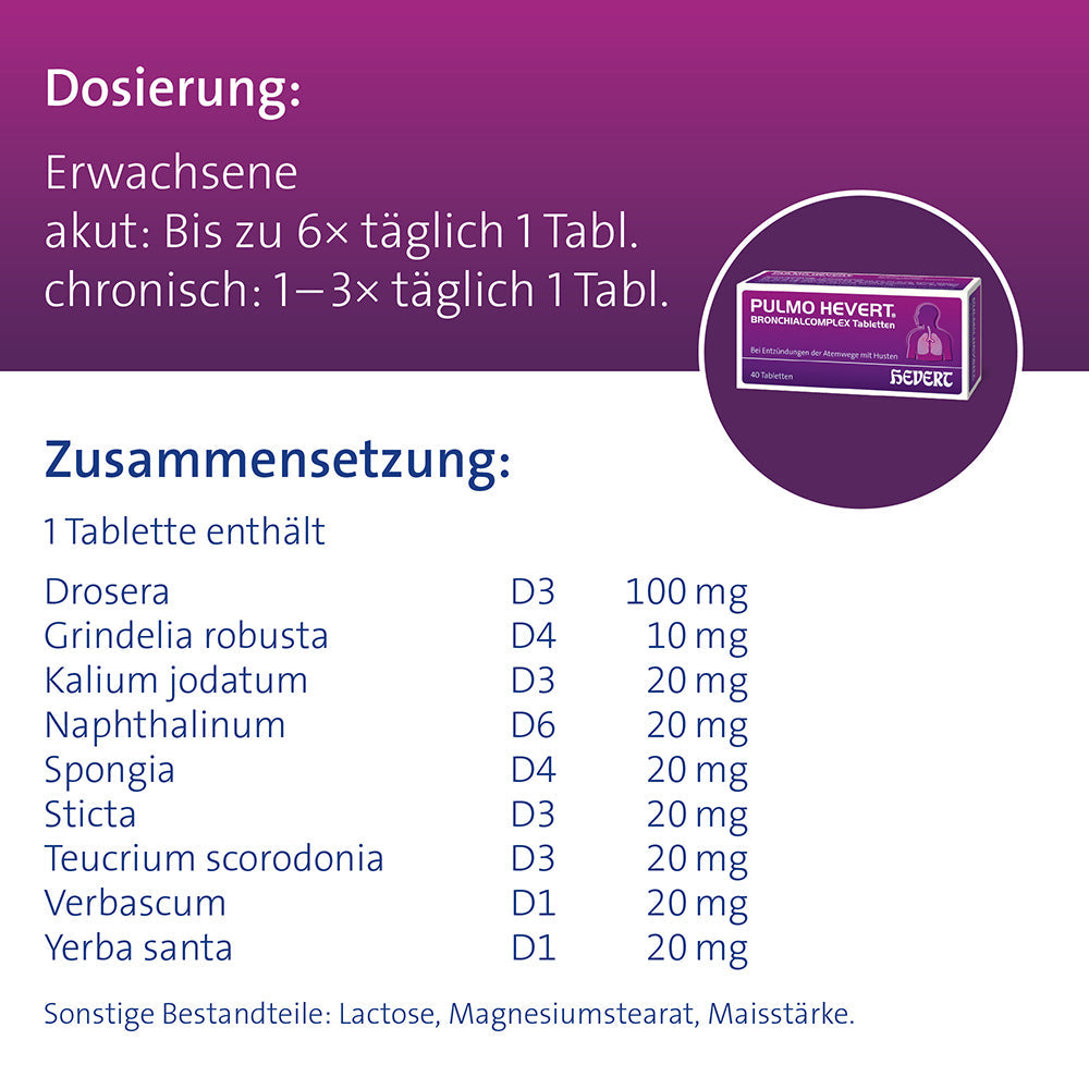 Pulmo Hevert Bronchialcomplex Tabletten, 40 St. Tabletten