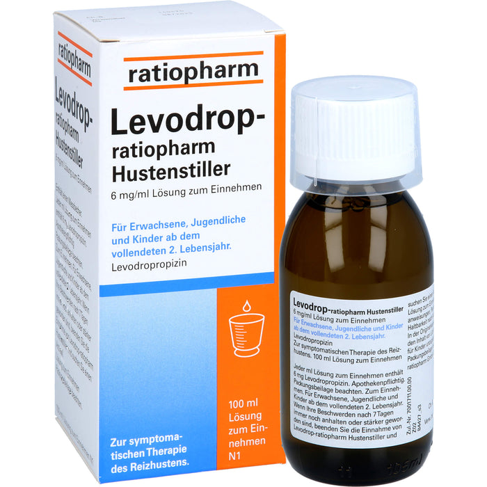 Levodrop-ratiopharm Hustenstiller, 6 mg/ml Lösung zum Einnehmen, 100 ml LSE