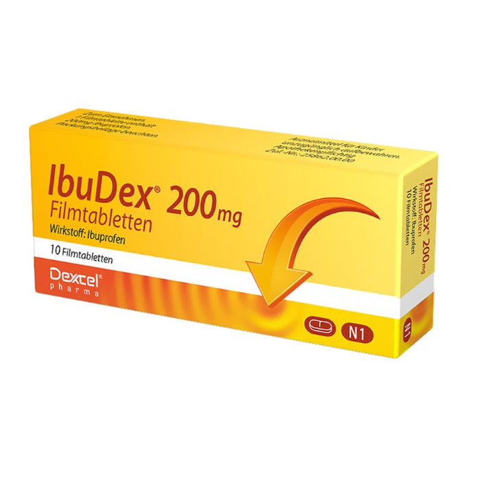 IbuDex 200 mg Filmtabletten bei Schmerzen und Fieber, 10 pc Tablettes