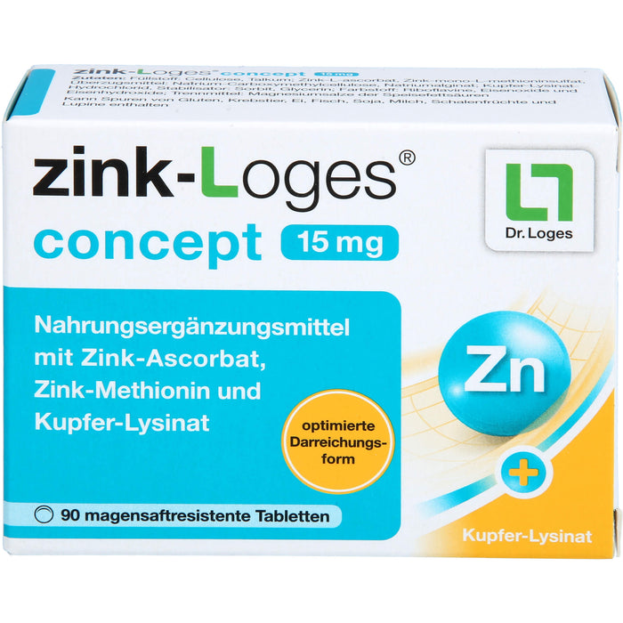 zink-Loges concept 15 mg Tabletten, 90 St., 90 St. Tabletten