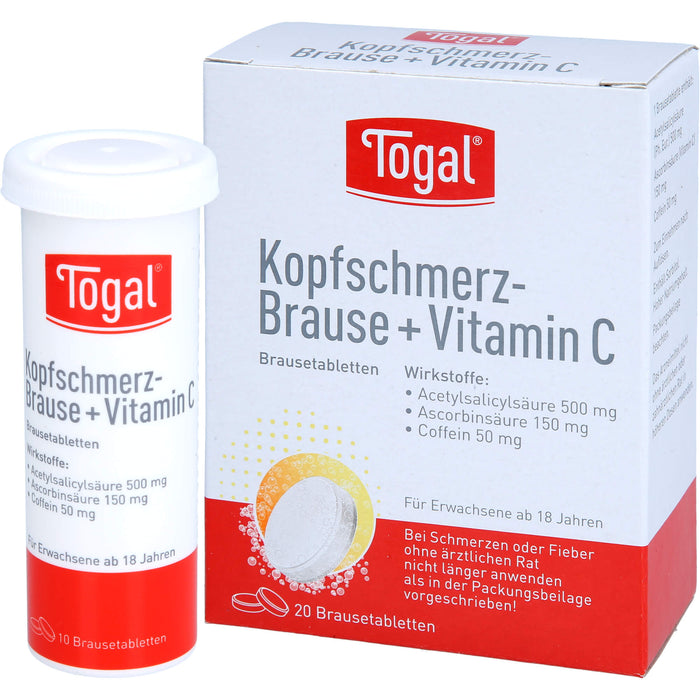 Togal Kopfschmerz-Brause + Vitamin C Brausetabletten, 20 pcs. Tablets