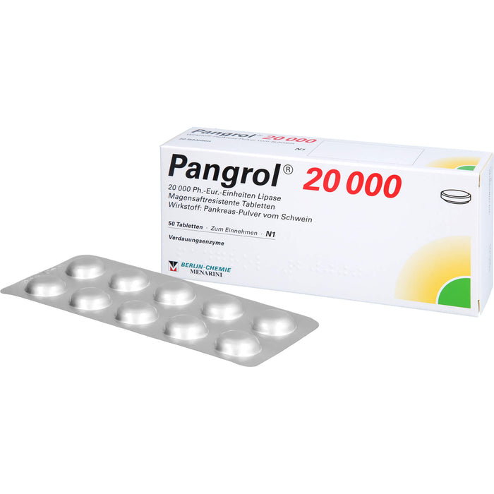 Pangrol 20 000 Ph.-Eur.-Einheiten Lipase Tabletten, 50 pc Tablettes