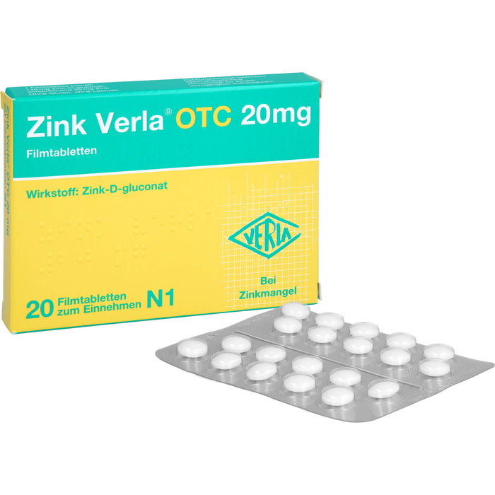 Zink Verla OTC 20 mg Filmtabletten, 20 pc Tablettes