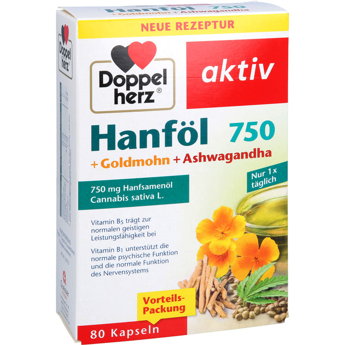 Doppelherz Hanföl+Goldmohn+Ashwagandha, 80 St KAP