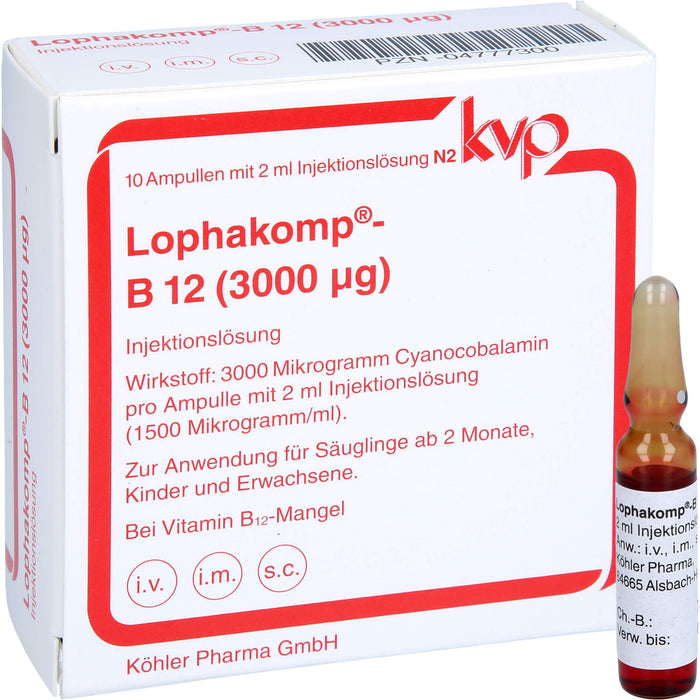 Lophakomp-B12 (3000 µg) Ampullen zur parenteralen B 12-Therapie in Depotform, 10 pc Ampoules