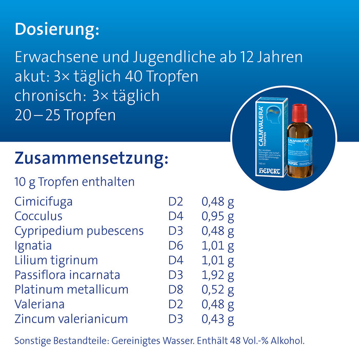 Calmvalera Tropfen bei nervösen Schlafstörungen und Unruhe, sowie Verstimmungszuständen, 200 ml Lösung