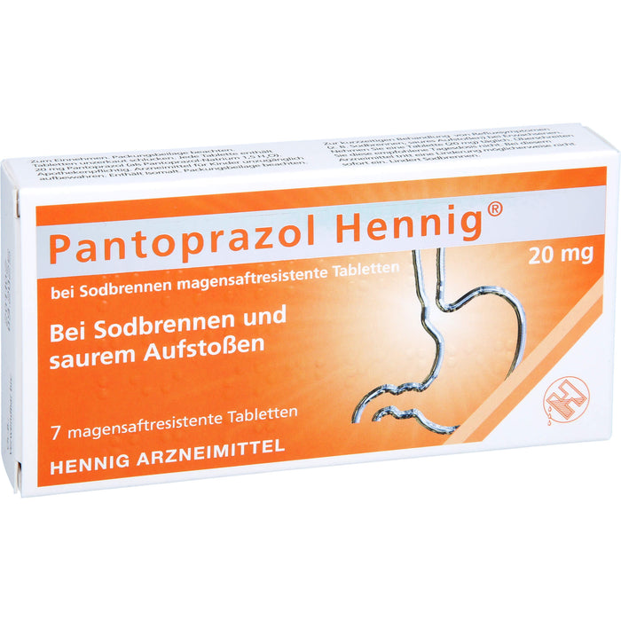 Pantoprazol Hennig 20 mg Tabletten bei Sodbrennen, 7 pcs. Tablets