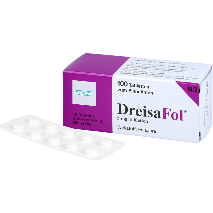 DreisaFol Tabletten bei Folsäuremangelzuständen, 100 pc Tablettes