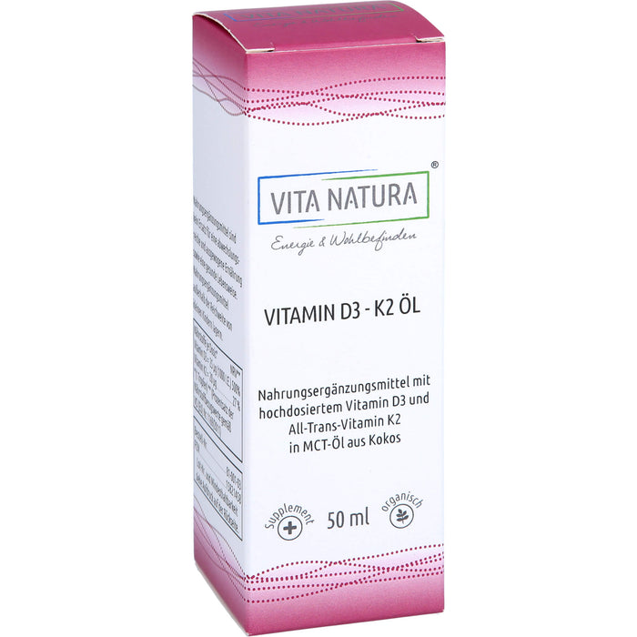 Vita Natura Vitamin D3 1000 I.E + K2 20 µg Tropfen, 50 ml Lösung