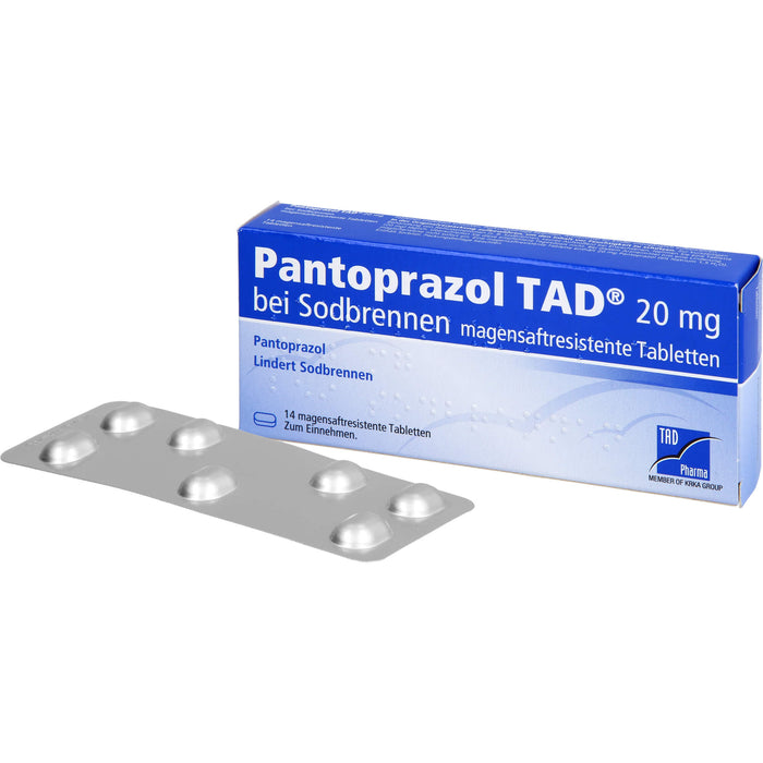 Pantoprazol TAD 20 mg magensaftresistente Tabletten bei Sodbrennen, 14 St. Tabletten