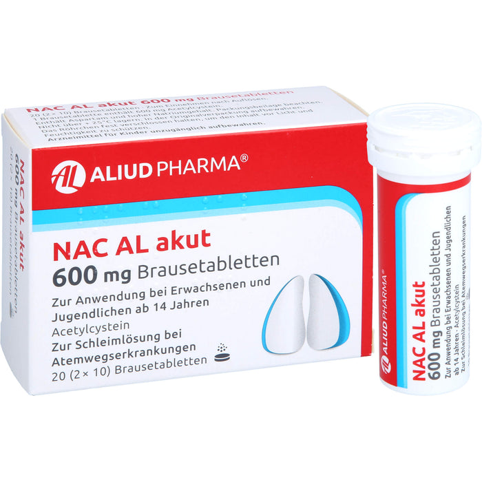 NAC AL akut 600 mg Brausetabletten zur Schleimlösung bei Atemwegserkrankungen, 20 pc Tablettes