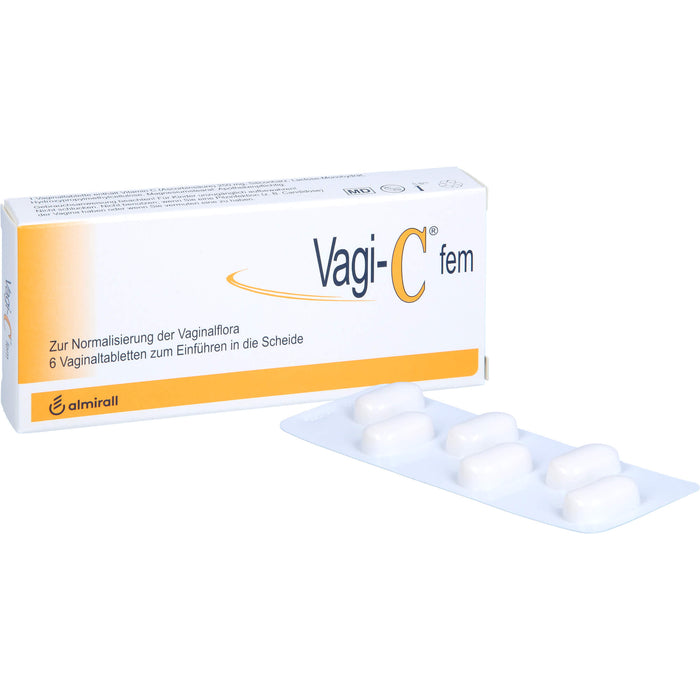 Vagi-C fem Vaginaltabletten zur Normalisierung der Scheidenflora, 6 pc Tablettes