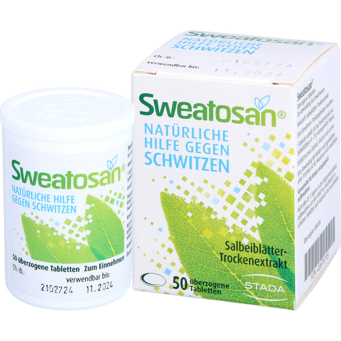 Sweatosan Tabletten natürliche Hilfe gegen Schwitzen, 50 pcs. Tablets