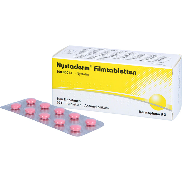 Dermapharm Nystaderm Filmtabletten bei nystatinempfindlicher Hefepilzinfektionen, 50 pcs. Tablets