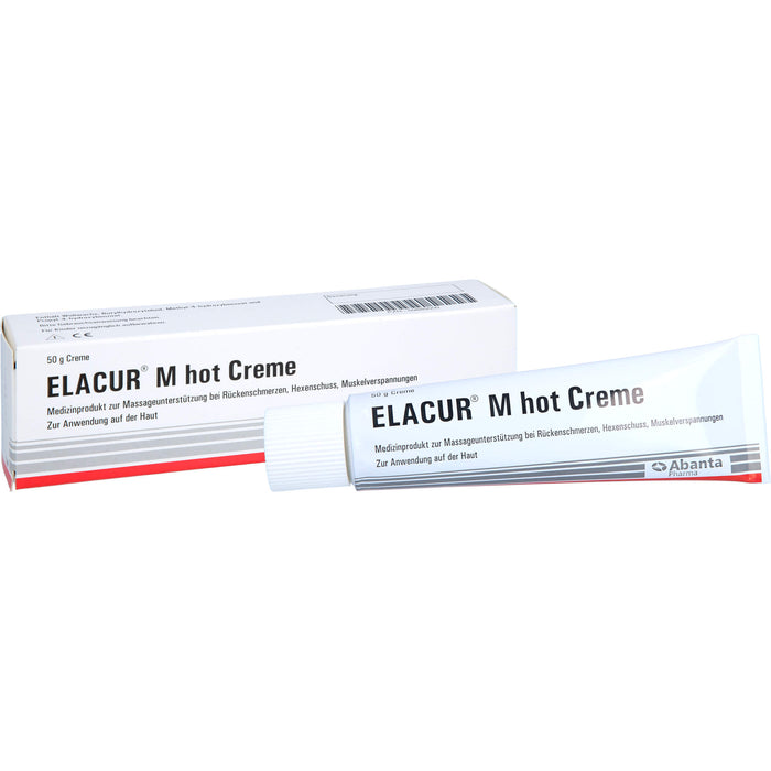 Elacur M Hot Creme bei Rückenschmerzen, Hexenschuss, Muskelverspannungen, 50 g Cream