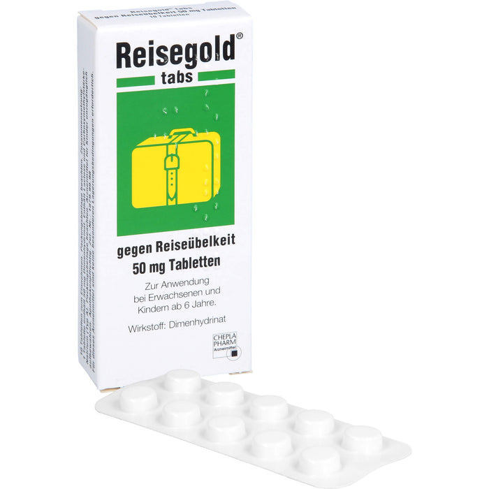 Reisegold tabs Tabletten gegen Reiseübelkeit, 10 pc Tablettes